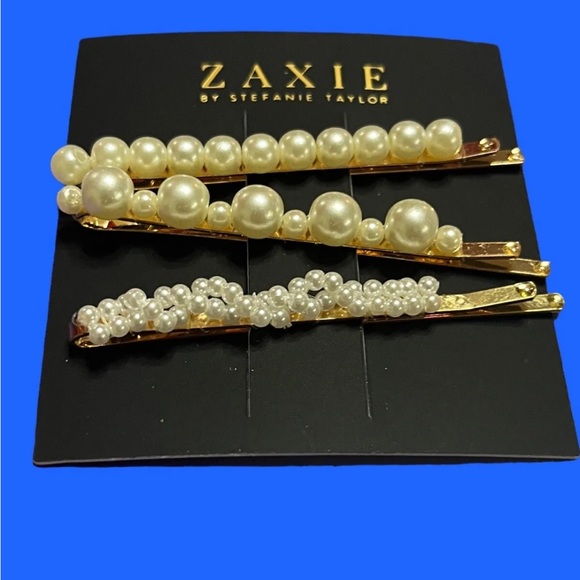 ZAXIE by Stefanie Taylor Pearl Hair Clips New With Tags MSRP $38 - Picture 9 of 12